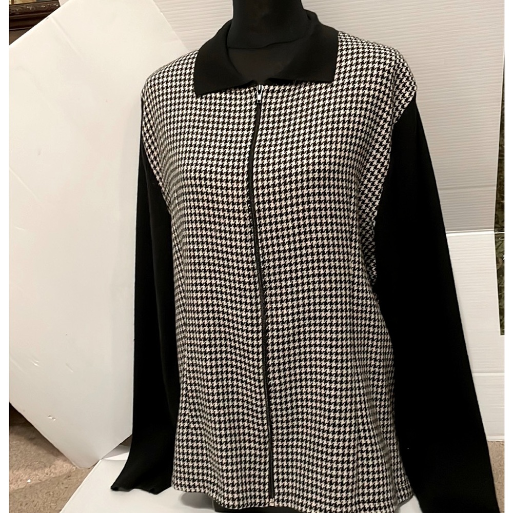 I.K.C. Beautiful Wool Blend LS Sweater Houndstooth Print Women’s size XL EUC